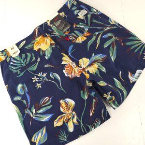 NWT LEVI'S CHINO SHORTS MEN'S SIZE 31 NAVY BLUE FLORAL FLAT FRONT INSEAM: 6 in..